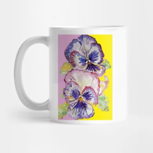 Purple Pansy Flower Watercolor Pattern Mug